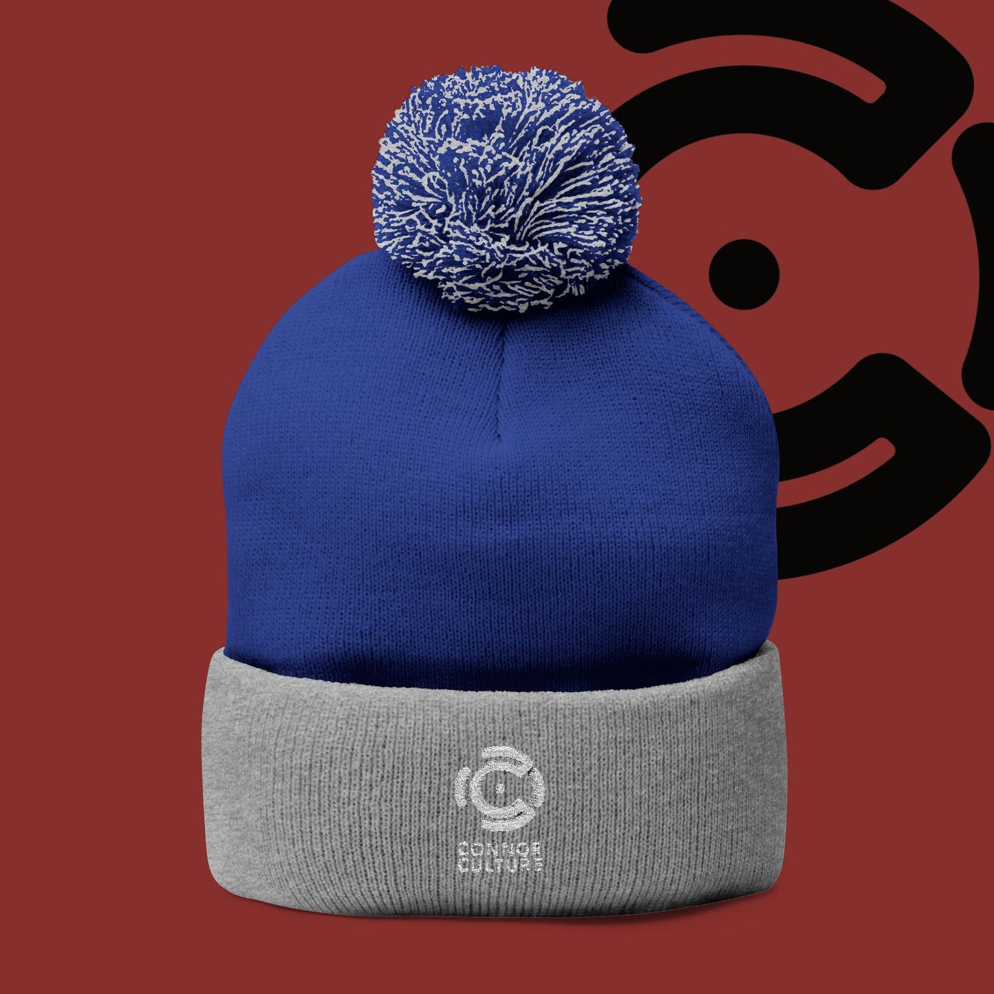 White Connor Culture Pom Knit Cap