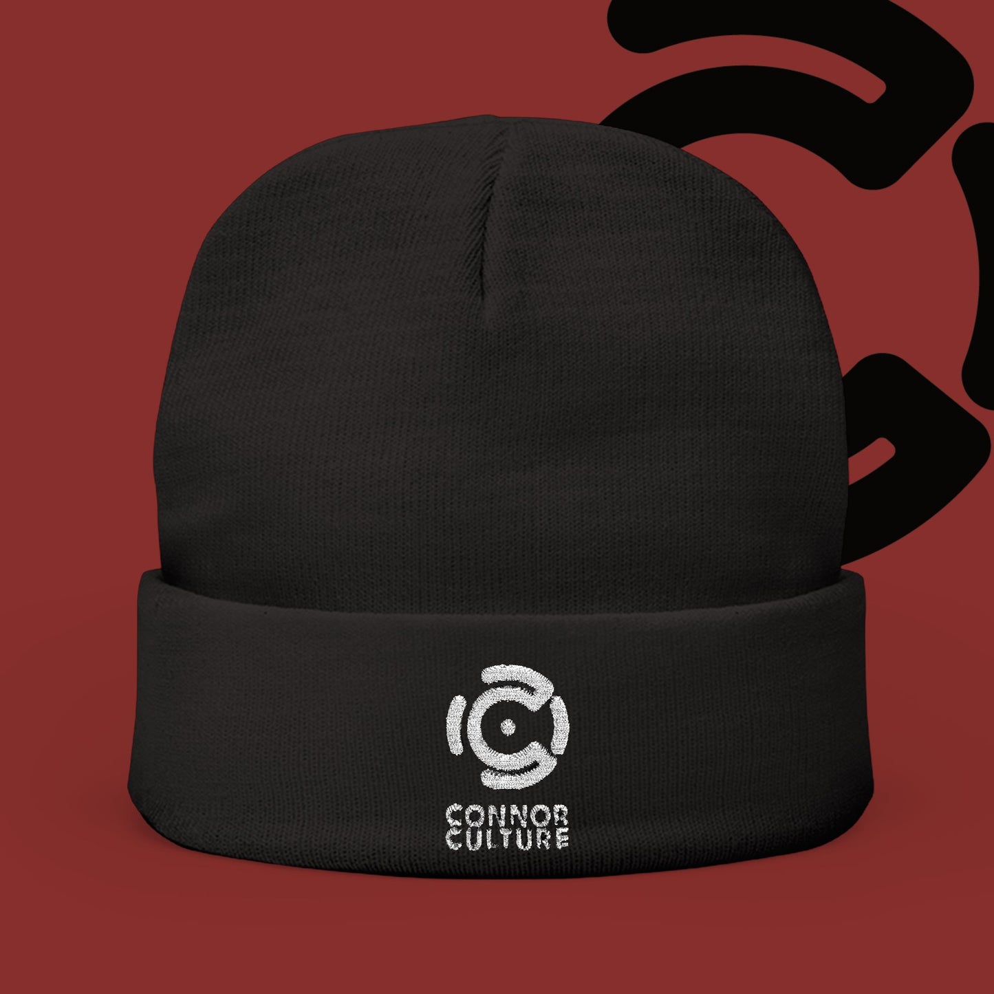 White Connor Culture Knit Beanie