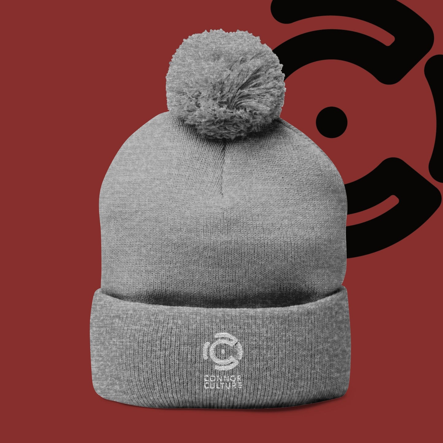 White Connor Culture Pom Knit Cap