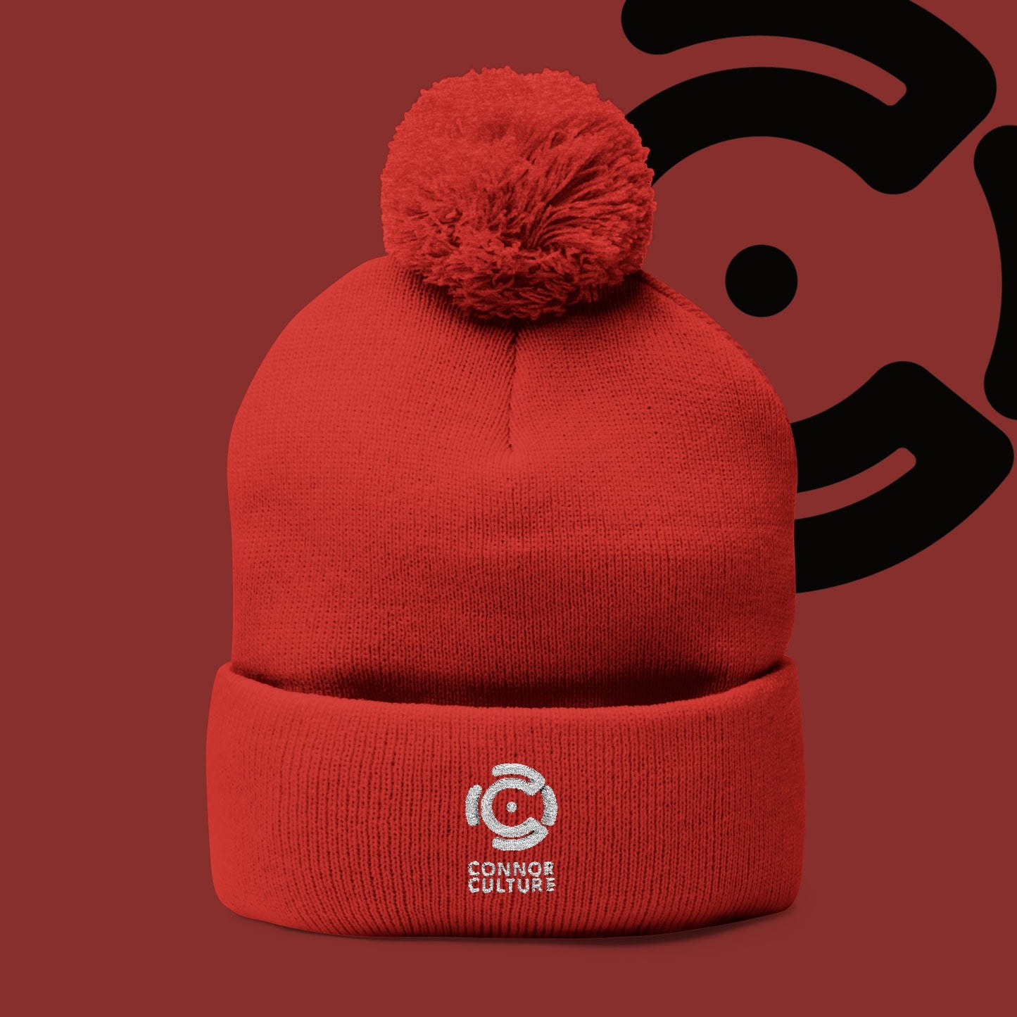 White Connor Culture Pom Knit Cap