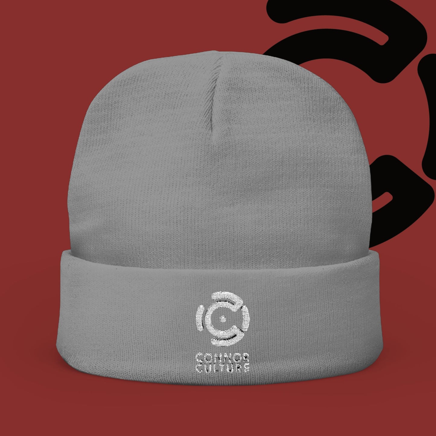 White Connor Culture Knit Beanie