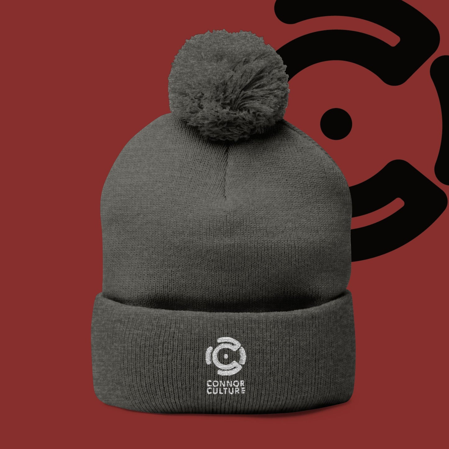 White Connor Culture Pom Knit Cap