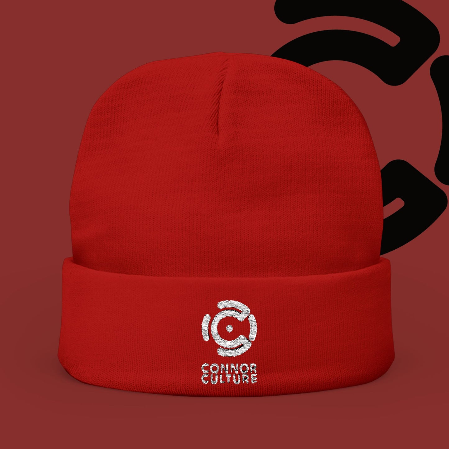 White Connor Culture Knit Beanie