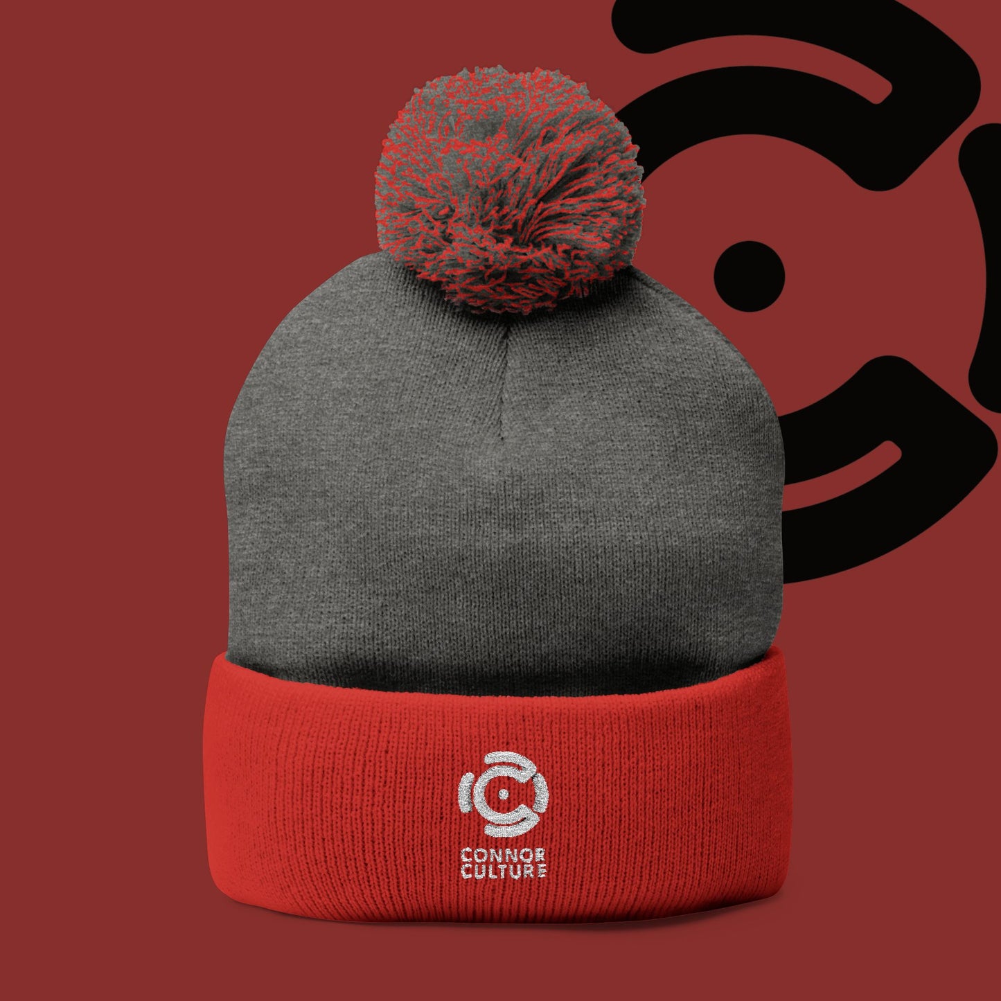 White Connor Culture Pom Knit Cap