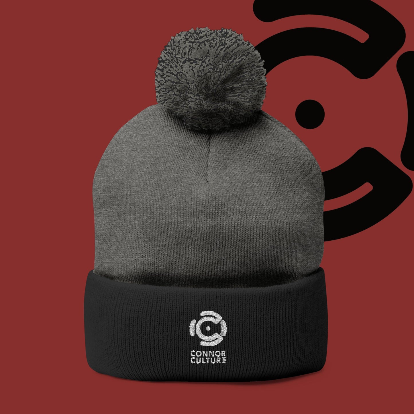 White Connor Culture Pom Knit Cap