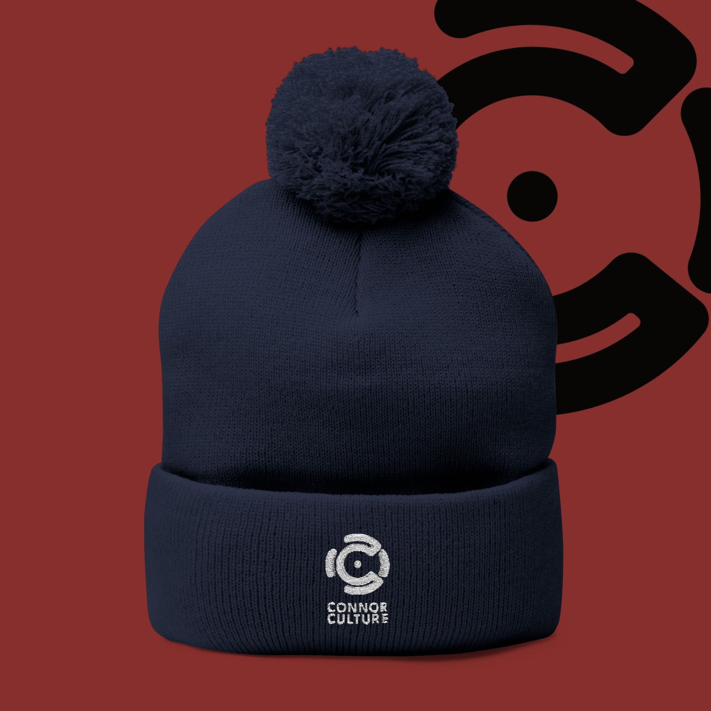 White Connor Culture Pom Knit Cap