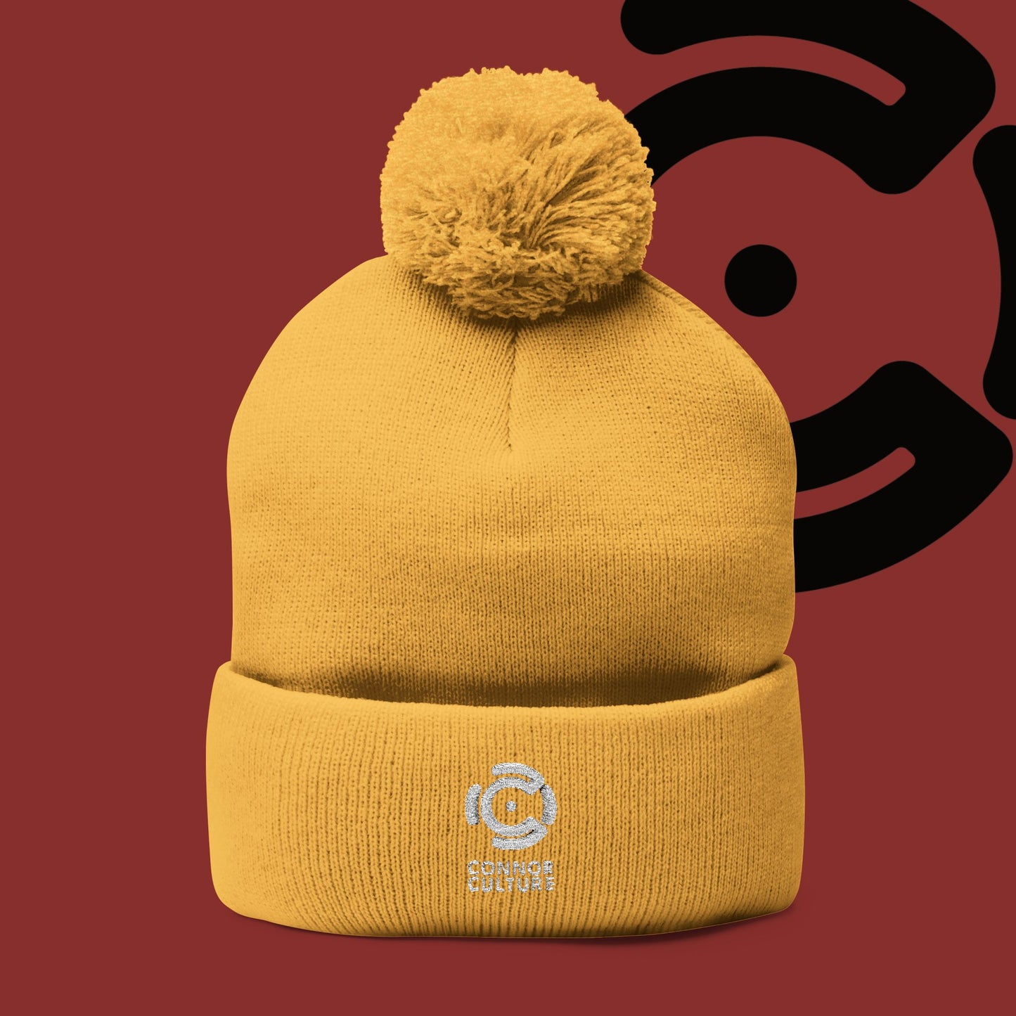 White Connor Culture Pom Knit Cap